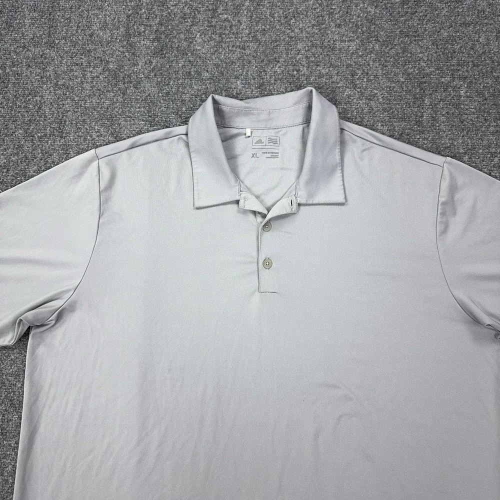 Adidas Polo Shirt Mens XL Gray Polyester Spandex Golf Stretch Tagless Athletic